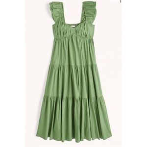 Abercrombie & Fitch Women’s Ruched Flutter Sleeve Maxi Dress